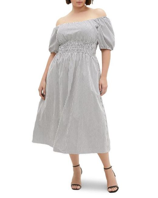 City Chic Gray Adelynn Stripe Midi Dress