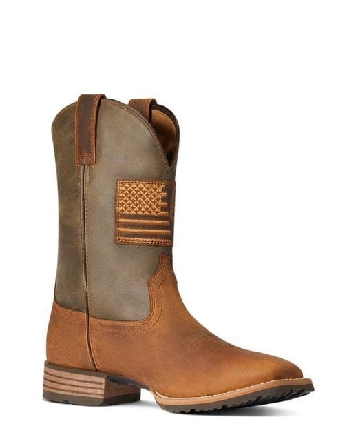 Ariat Brown Hybrid Patriot Country Western Boot for men