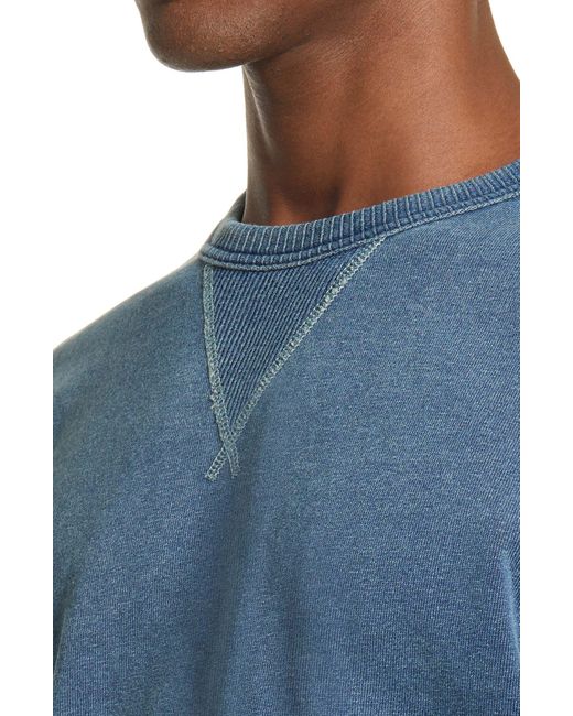 Ralph Lauren Blue Rrl Washed Indigo Crewneck Sweatshirt for men