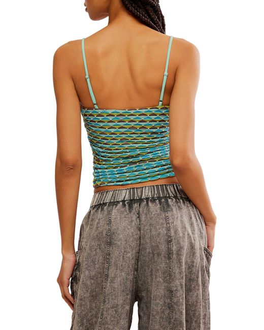 Free People Green New Love Crop Jacquard Knit Camisole