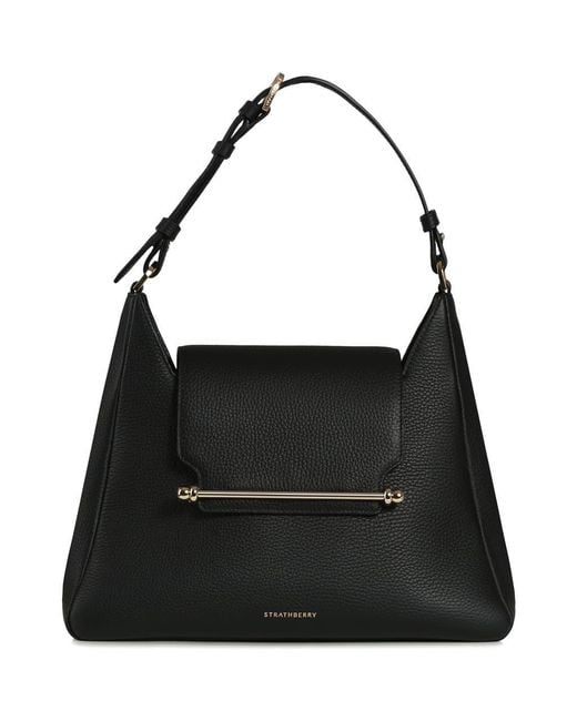 Strathberry Black Multrees Leather Hobo