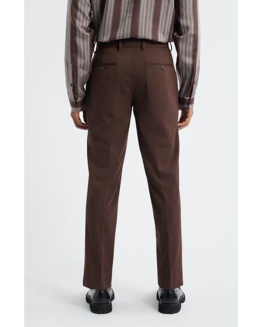 Open Edit Brown Slim Fit Solid Flat Front Stretch Suit Pants for men
