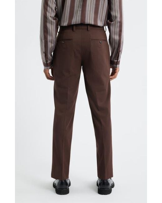 Open Edit Brown Slim Fit Solid Flat Front Stretch Suit Pants for men