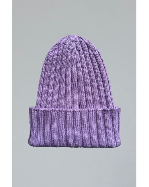 SSKEIN Purple Ribbed Beanie