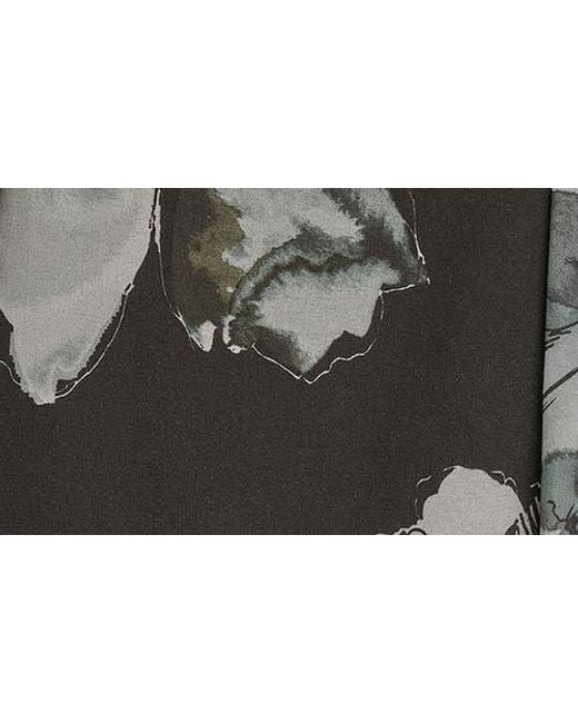 Donna Karan Black Print Side Drape Sleeveless Top