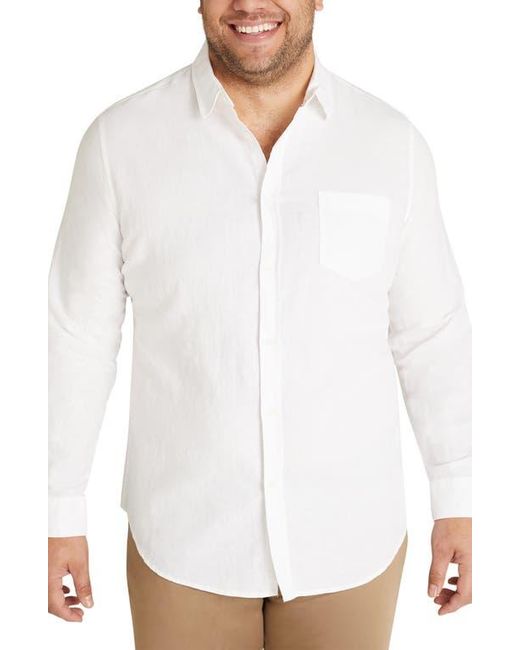 Johnny Bigg White Anders Linen Blend Button-Up Shirt for men