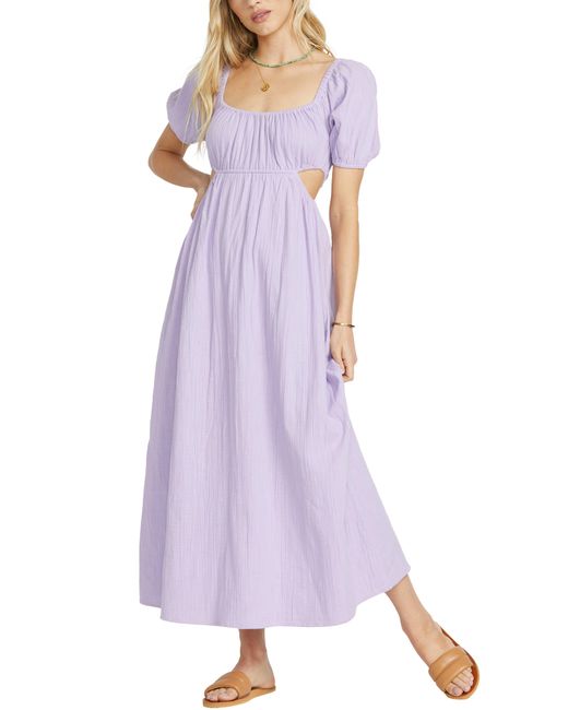 Billabong Purple ' Summer Side Collection On The Coast Cutout Cotton Maxi Dress