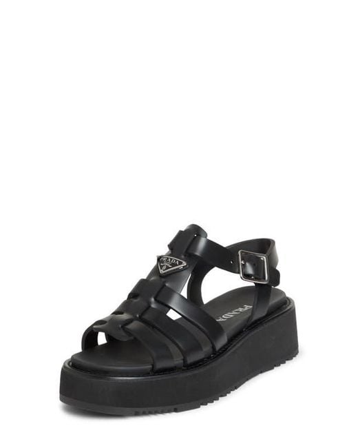 Prada Black Platform Cage Sandal