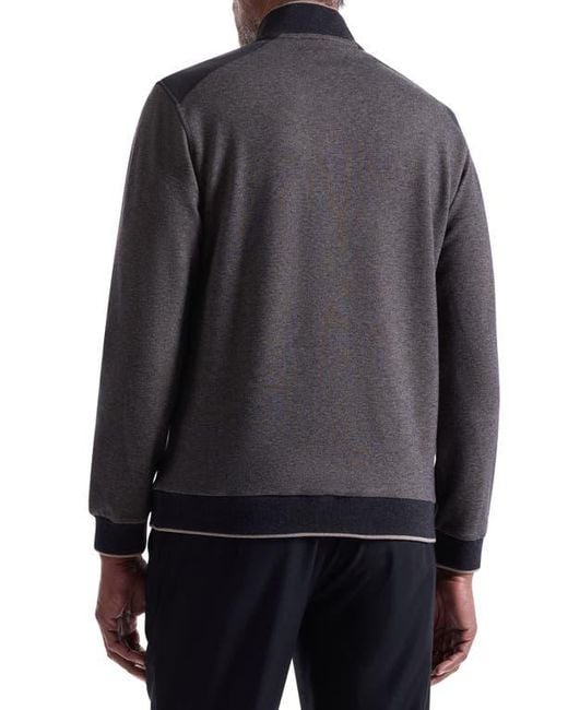 Bugatchi Black Mélange Quarter Zip Top for men