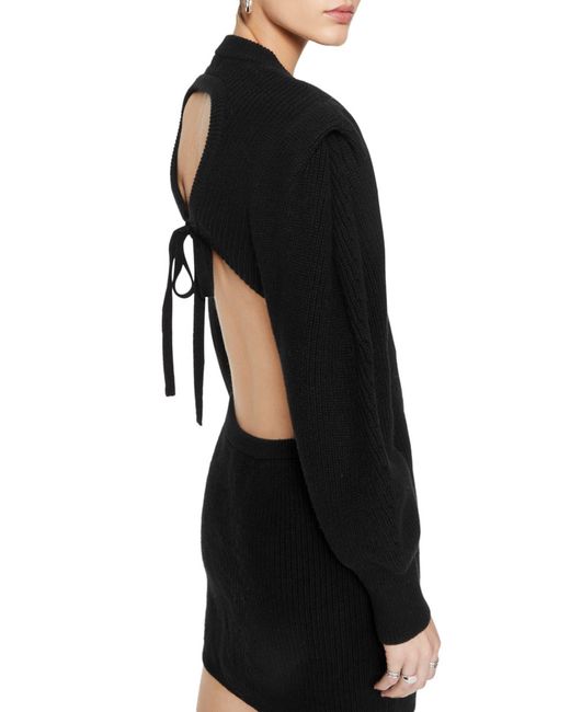 Rebecca Minkoff Black Daisy Long Sleeve Sweater Minidress