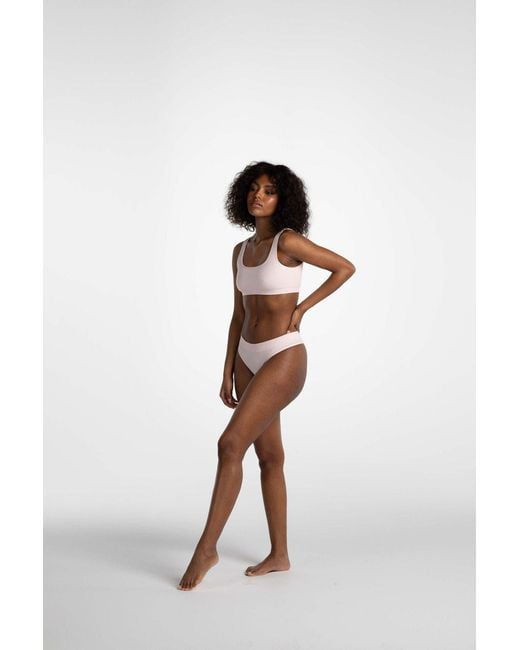 LDMA White Low Hide Ribbed Thong