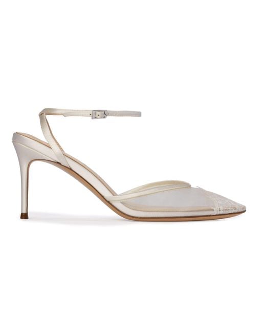 Black Suede Studio White Cara 80 Mesh Pump