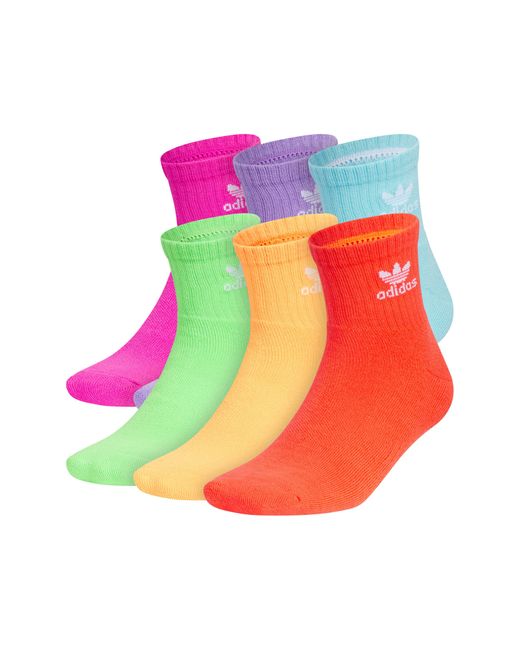 Adidas Pink Gender Inclusive Assorted 6-pack Quarter Crew Socks