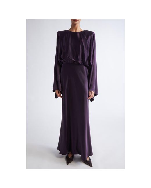 Altuzarra Purple Evinka Long Sleeve Silk Satin Dress