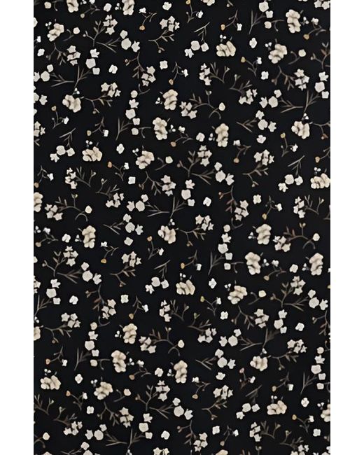 Modenaire Black Floral Print Maxi Dress With Puff Sleeves