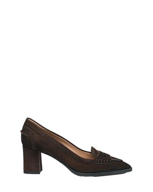 Santoni Black Suede Mid-Heel Pump