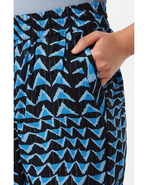 Scotch & Soda Blue Metallic Stripe Print Cotton Blend Pull-On Pants