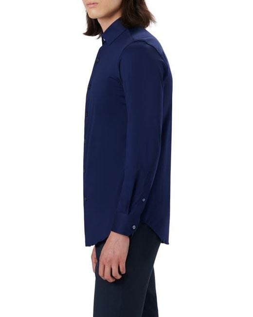 Bugatchi Blue Ooohcotton Solid Button-Up Shirt for men