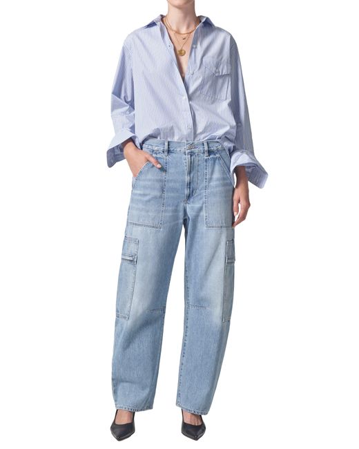 Citizens of Humanity Blue Marcelle Low Rise Barrel Cargo Jeans