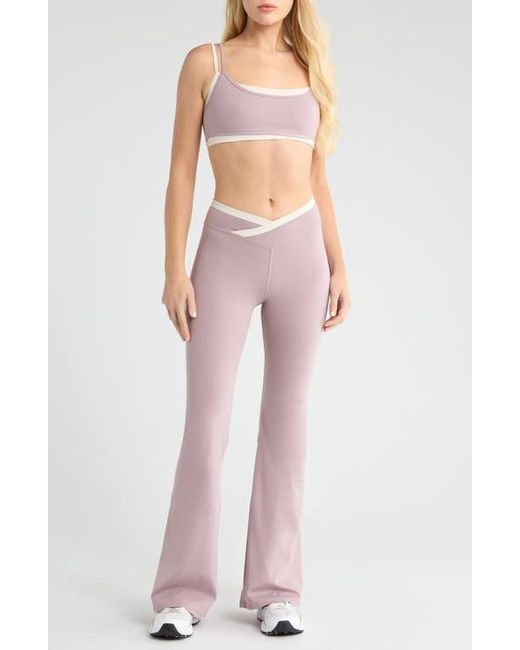 PacSun Pink Contrast Crossover Flare Leggings