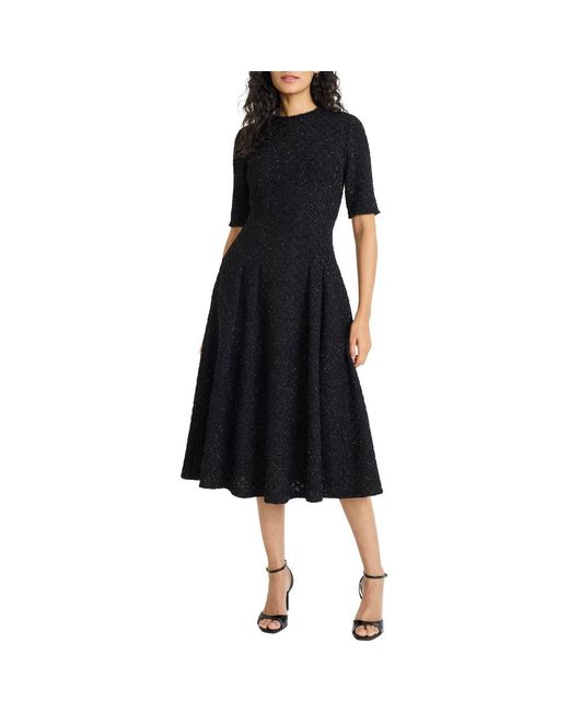 Maggy London Black Metallic Fit & Flare Midi Dress