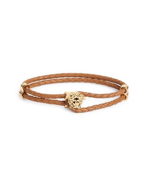 Versace Brown Medusa Braided Leather Bracelet for men