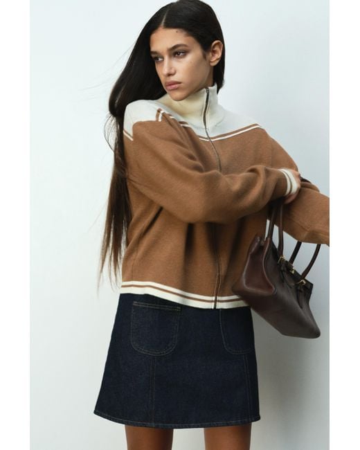 H&M Natural Cardigan With Zipper