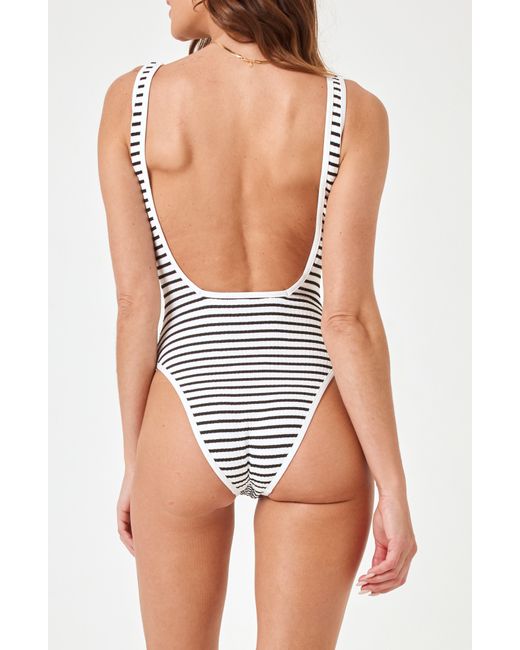 L*Space White Coco Classic Stripe One-piece Swimsuit