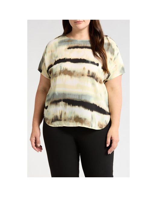 Anne Klein Natural Abstract Print Short Sleeve Top