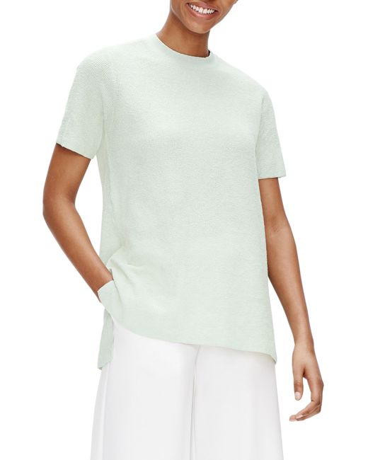 Eileen Fisher Multicolor Short Sleeve Organic Linen Blend Tunic Sweater