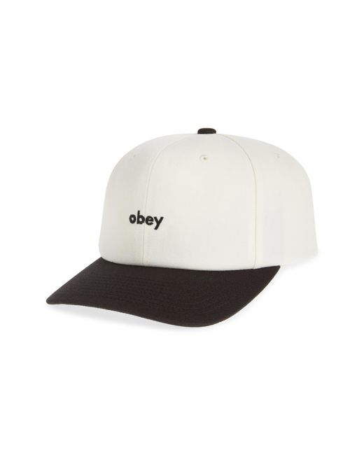 Obey White Colorblock Logo Twill Baseball Cap for men