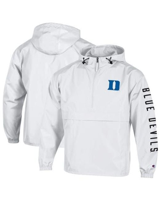 Champion Blue Duke Devils Cloud Packable Half-Zip Hooded Jacket for men