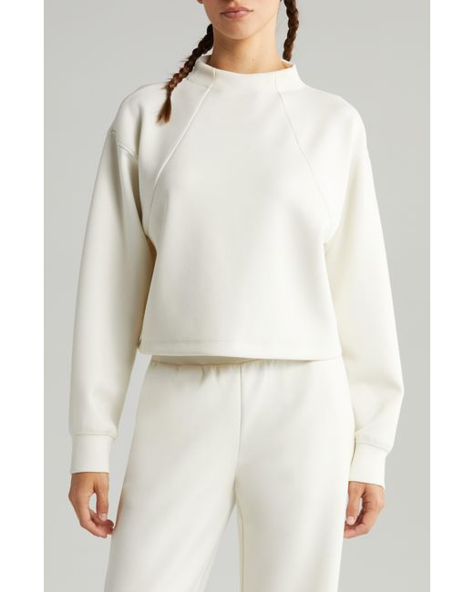 Zella White Luxe Scuba Sweatshirt