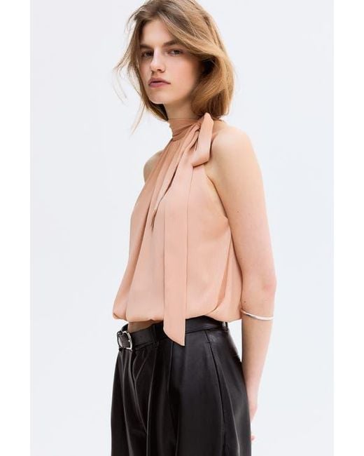 H&M Pink Sleeveless Bubble-Hem Top