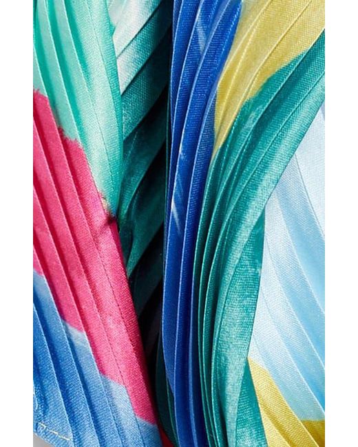 Echo Blue Painterly Composition Pleated Diamond Scarf