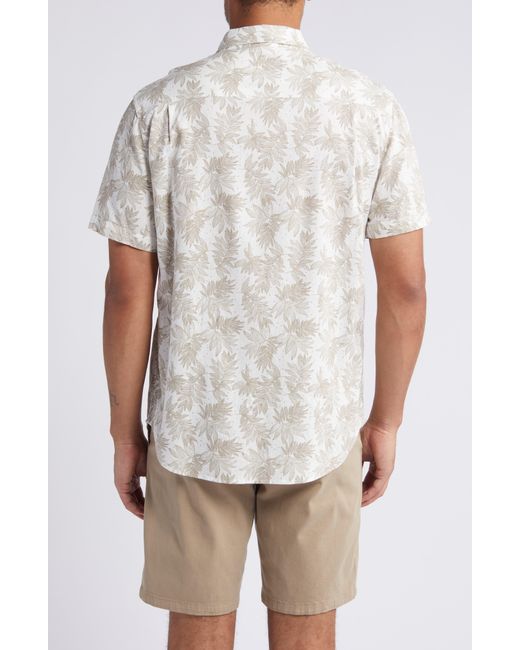 Rails White Carson Leaf Print Short Sleeve Linen Blend Button-up Shirt for men