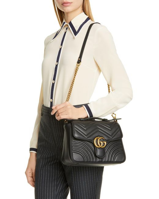 Gucci Small Gg Marmont 2.0 Matelassé Leather Top Handle Bag in Nero (Black) - Save 37% - Lyst