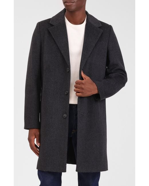 Bagatelle Black Houndstooth Topcoat for men