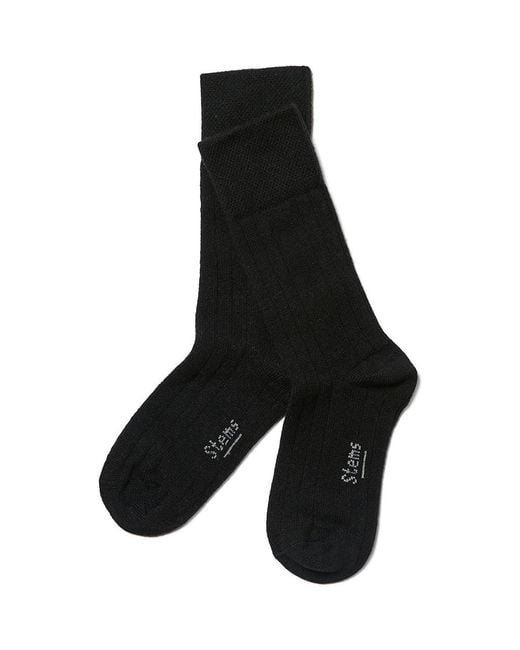 Stems Black Stretch Cashmere Crew Socks