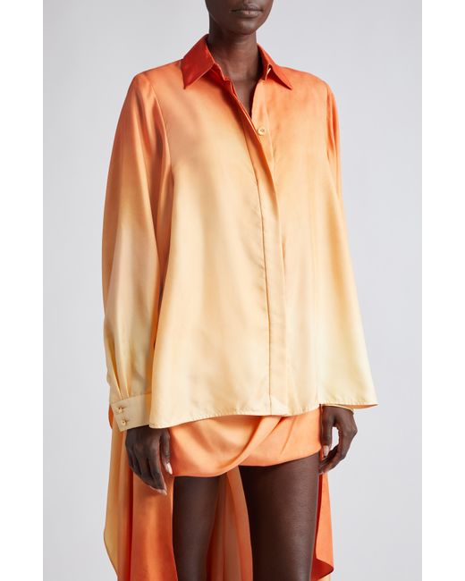 Zimmermann Tranquility Ombré Silk Scarf Shirt in Orange | Lyst