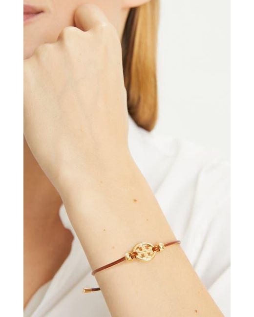 Tory Burch White Miller Logo Slider Bracelet