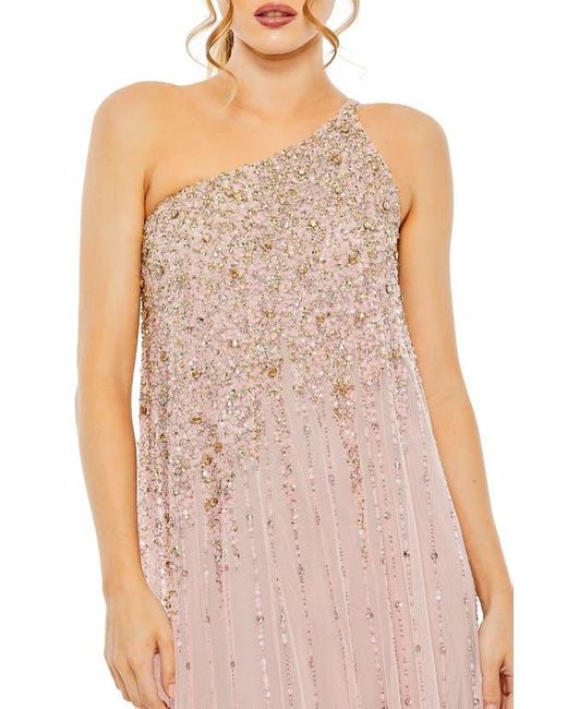 Mac Duggal Pink One Shoulder Embellished Trapeze A Line Gown