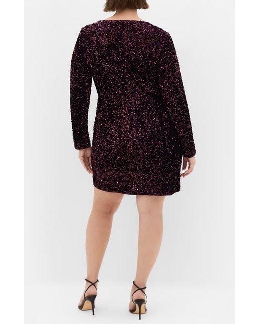 City Chic Black Winter Sequin Long Sleeve Dress
