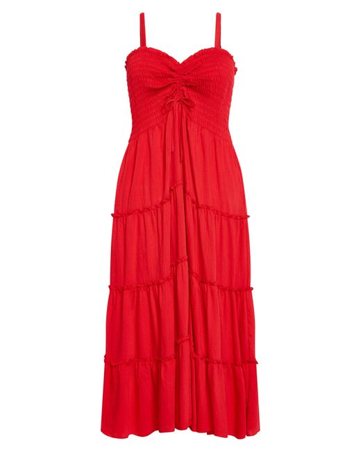 City Chic Red Alisa Smocked Sleeveless Maxi Dress