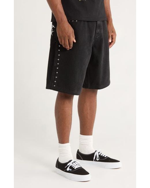 Pleasures Black Lucky Stud Jorts for men