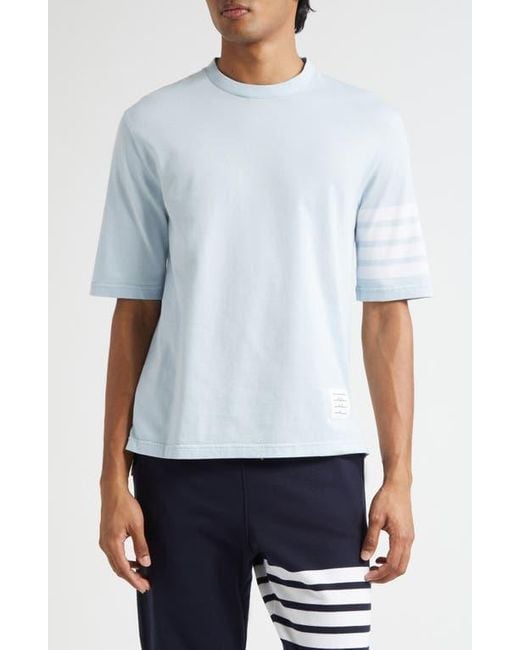 Thom Browne Blue 4-Bar Cotton Jersey T-Shirt for men