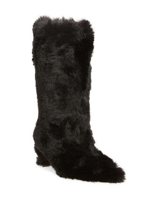 Jeffrey Campbell Black Fuzzie Faux Fur Pointed Toe Boot