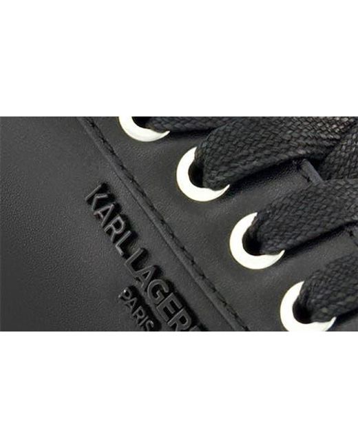 Karl Lagerfeld Black Leather Low Top Sneaker for men