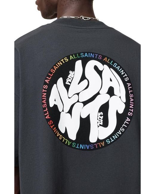 AllSaints Black Pride Distortion Oversize Graphic T-Shirt for men