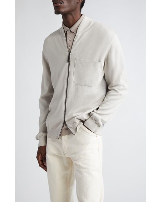Herno Natural Cotton Knit Zip Cardigan for men